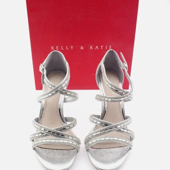 Kelly & Katie Women's Silver Rhinestone Sandals 9 1/2 NWOT - Picture 2 of 15